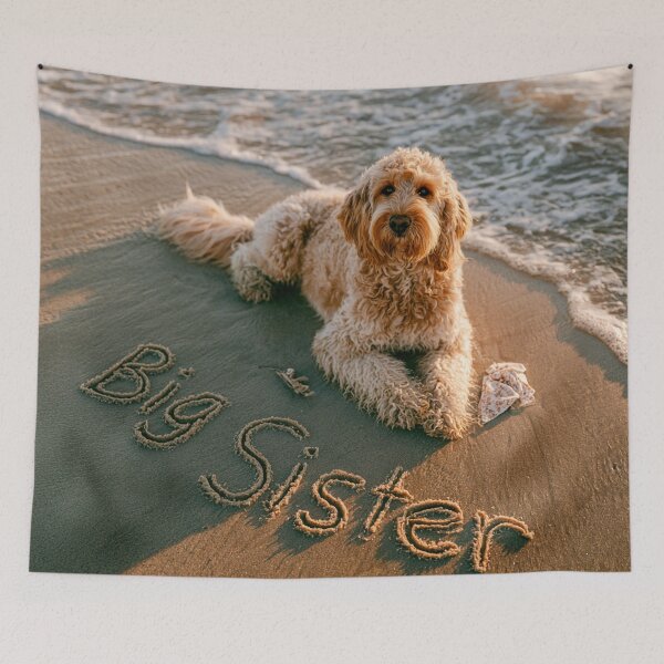Item preview, Goldendoodle Big Sister Beach Pregnancy Announcement designed and sold by chase-thewave.