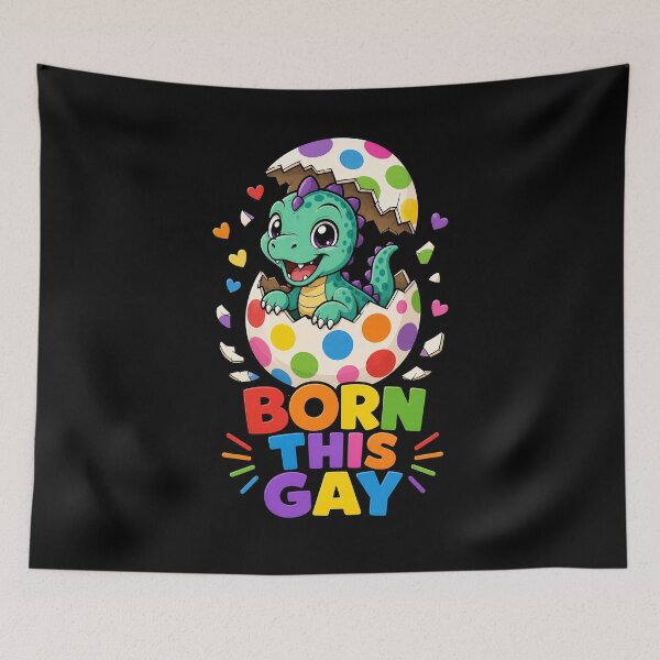 Item preview, Born This Gay Dino Pride LGBTQ+ Rainbow Hatchling designed and sold by No Limits T-Shirts.