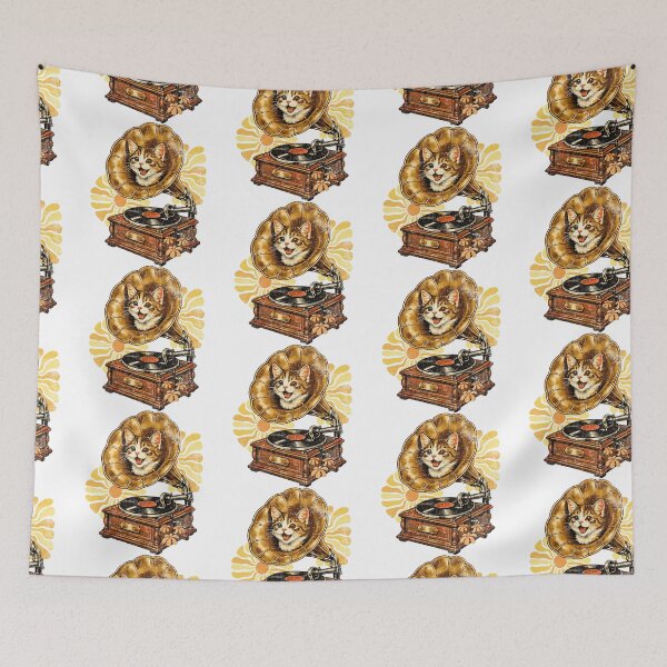 Item preview, Vintage Phonograph Kitty  designed and sold by Nacho Average Designs.