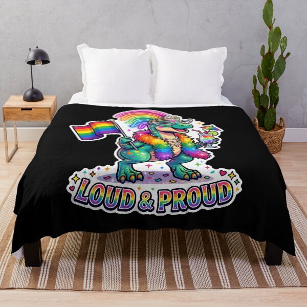 Item preview, Rainbow Dinosaur Pride Flag Loud & Proud LGBTQ designed and sold by No Limits T-Shirts.