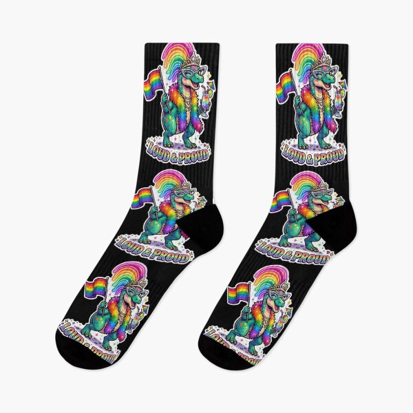 Item preview, Rainbow Dinosaur Pride Flag Loud & Proud LGBTQ designed and sold by No Limits T-Shirts.