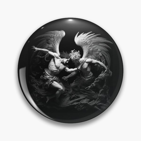 Item preview, Fallen Angel Battle Black and White Dark Fantasy Art designed and sold by inkoutninja.