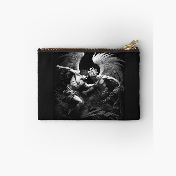 Item preview, Fallen Angel Battle Black and White Dark Fantasy Art designed and sold by inkoutninja.