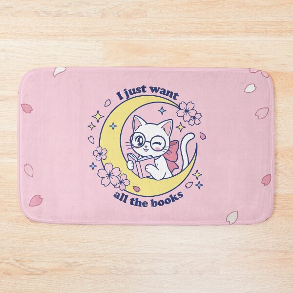 Item preview, I Just Want All The Books - Kawaii Cat and Moon Pin designed and sold by retroblush.