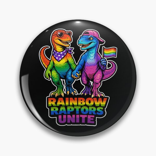 Artikelvorschau, Regenbogen-Raptoren vereinen LGBTQ-Pride-Dinosaurier entworfen und verkauft von No Limits T-Shirts.