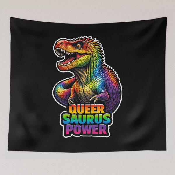 Item preview, Queersaurus Power Rainbow Dinosaur Pride LGBTQ designed and sold by No Limits T-Shirts.