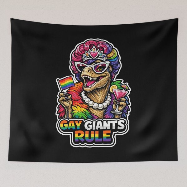 Item preview, Gay Giants Rule Rainbow Dinosaur Drag Queen Pride designed and sold by No Limits T-Shirts.