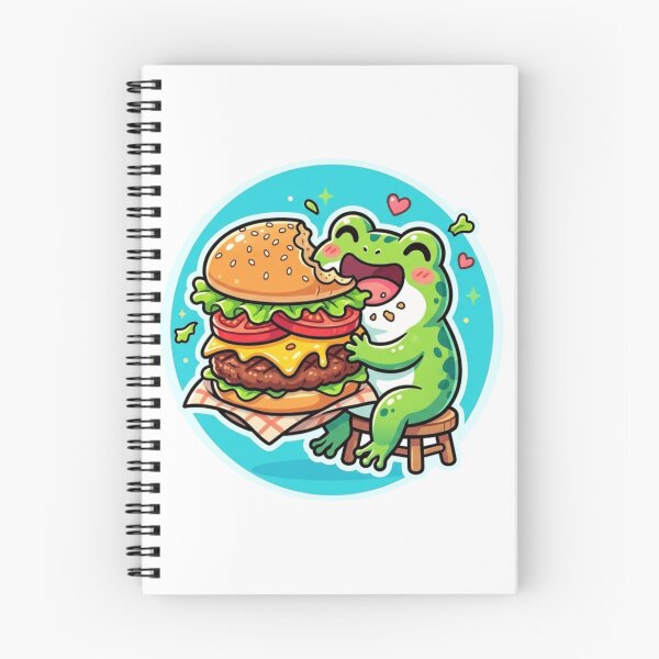 Item preview, Burger Frog – Cute Happy Frog Eating Giant Burger Cartoon Art designed and sold by ArtsyExplorer.