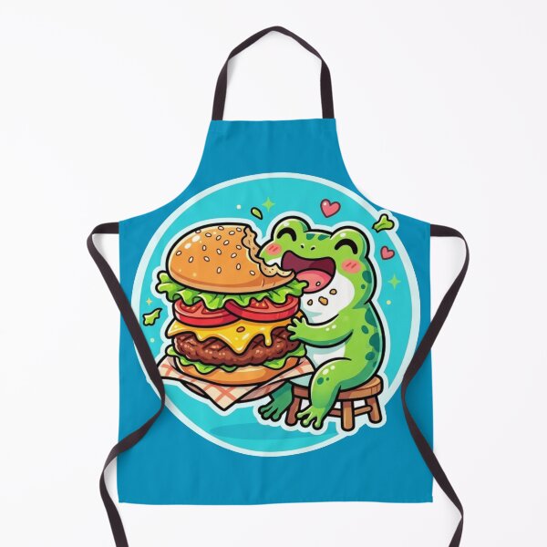 Item preview, Burger Frog – Cute Happy Frog Eating Giant Burger Cartoon Art designed and sold by ArtsyExplorer.