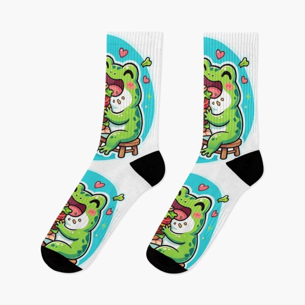 Item preview, Burger Frog – Cute Happy Frog Eating Giant Burger Cartoon Art designed and sold by ArtsyExplorer.