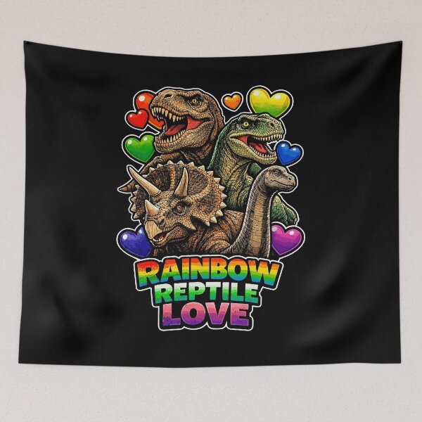 Item preview, Rainbow Reptile Love Dinosaurs T-Rex Triceratops designed and sold by No Limits T-Shirts.