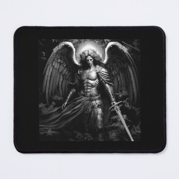 Item preview, Archangel Warrior Black and White Dark Fantasy Art designed and sold by inkoutninja.