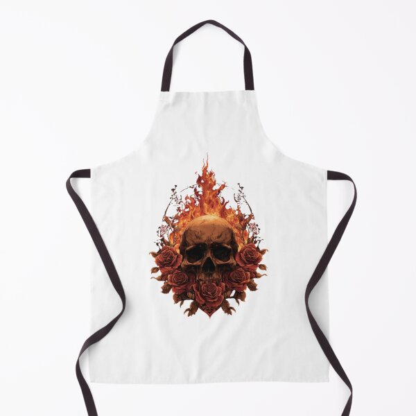 Item preview, Flaming Skull with Roses - Gothic Fire Design designed and sold by fireBay2.