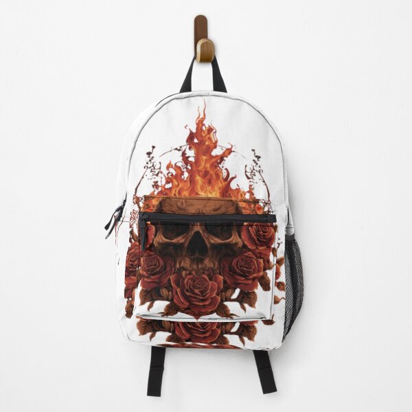 Item preview, Flaming Skull with Roses - Gothic Fire Design designed and sold by fireBay2.