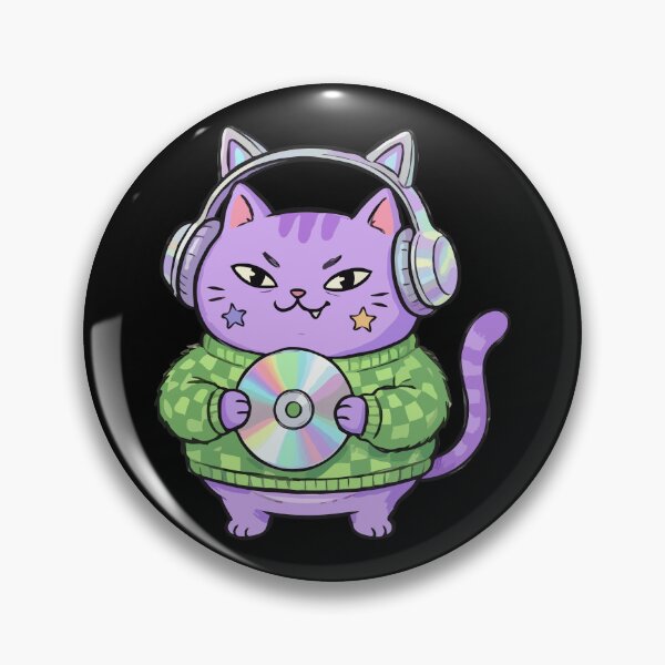 Item preview, Violet Audiophile Feline with Compact Disc designed and sold by Emegan Print Art.