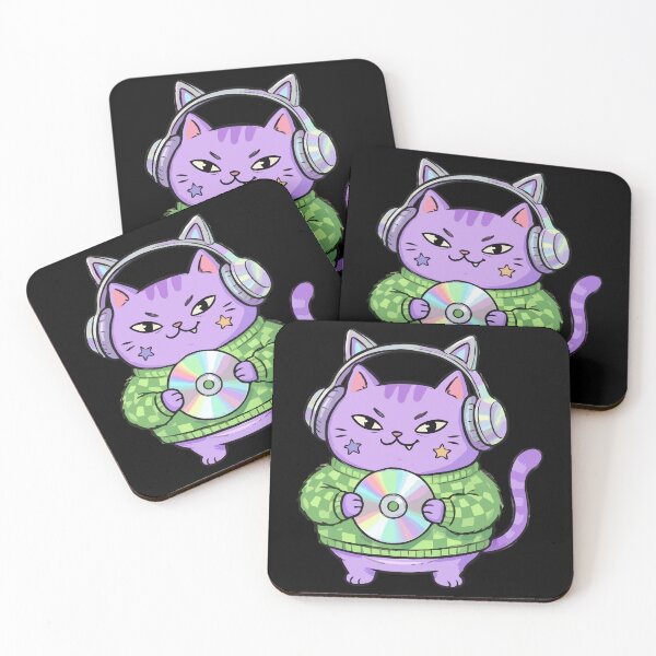 Item preview, Violet Audiophile Feline with Compact Disc designed and sold by Emegan Print Art.