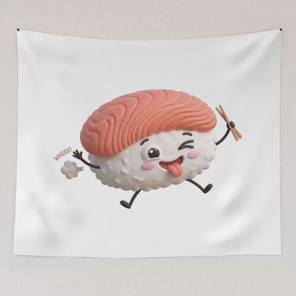 Item preview, Sushi, funny, cute, hilarious, orange color, rice ball, Japanese food, salmon. designed and sold by araya0707.