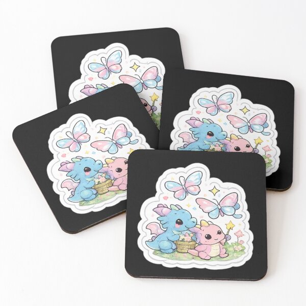 Item preview, Cute Kawaii Baby Dragons with Butterflies Sticker designed and sold by Bloomelle Studio.