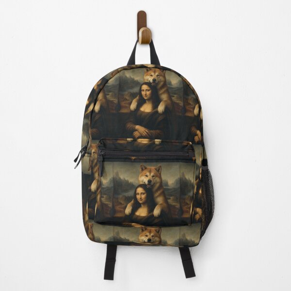 Item preview, Mona Lisa And Akita Inu Friend - Funny Classical Painting Parody designed and sold by merchxwear.