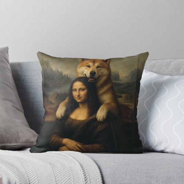 Item preview, Mona Lisa And Akita Inu Friend - Funny Classical Painting Parody designed and sold by merchxwear.