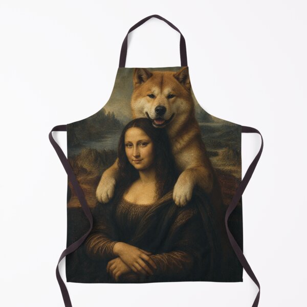 Item preview, Mona Lisa And Akita Inu Friend - Funny Classical Painting Parody designed and sold by merchxwear.