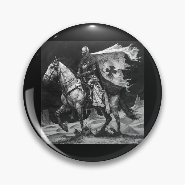 Item preview, Medieval Knight on Horse Black and White Fantasy Art designed and sold by inkoutninja.