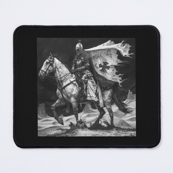 Item preview, Medieval Knight on Horse Black and White Fantasy Art designed and sold by inkoutninja.