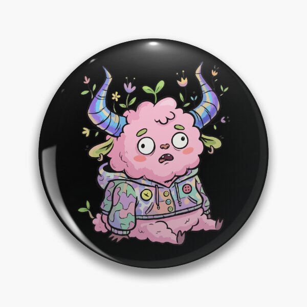 Item preview, Shocked Pink Fluffy Creature with Iridescent Horns designed and sold by Emegan Print Art.