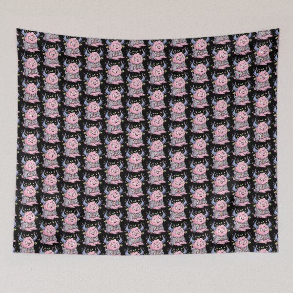 Item preview, Shocked Pink Fluffy Creature with Iridescent Horns designed and sold by Emegan Print Art.