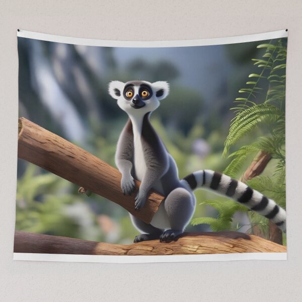 Item preview, Animated Ring-Tailed Lemur Perched on Forest Branch designed and sold by CASASIS_MERCH.