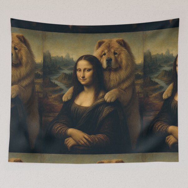 Item preview, Mona Lisa And Chow Chow Friend - Funny Classical Painting Parody designed and sold by merchxwear.