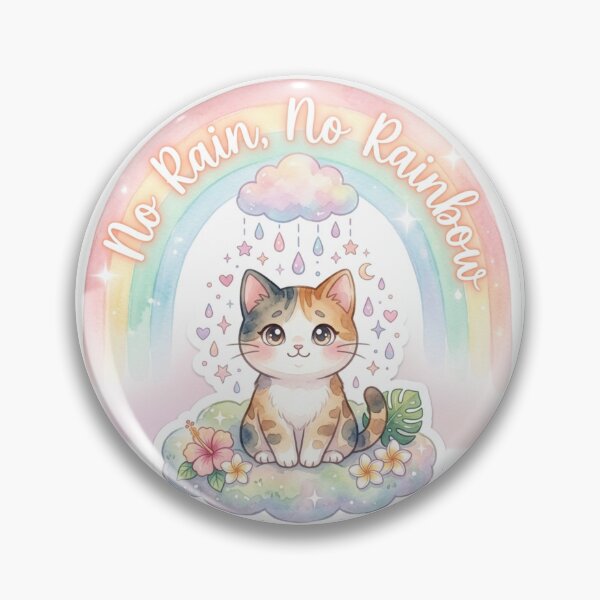 Item preview, Lani “No Rain, No Rainbow” Pastel Rainbow Cat Sticker | Dreamy Kawaii Watercolor Aesthetic designed and sold by LaniDigitalNook.