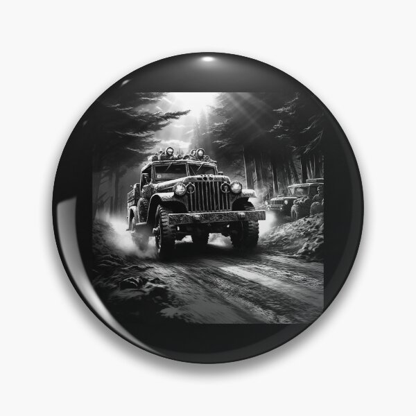 Item preview, Military Jeep Convoy Black and White Off Road Art designed and sold by inkoutninja.