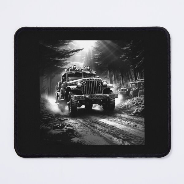 Item preview, Military Jeep Convoy Black and White Off Road Art designed and sold by inkoutninja.