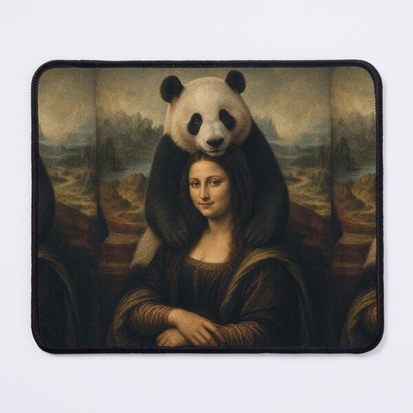 Item preview, Mona Lisa And Cute Big Panda Friend - Funny Classical Painting Parody designed and sold by merchxwear.