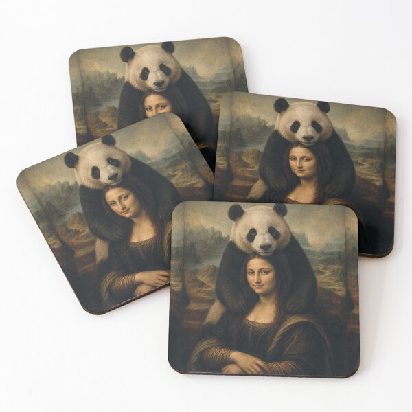 Item preview, Mona Lisa And Cute Big Panda Friend - Funny Classical Painting Parody designed and sold by merchxwear.