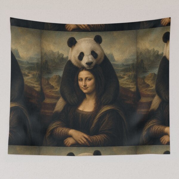 Item preview, Mona Lisa And Cute Big Panda Friend - Funny Classical Painting Parody designed and sold by merchxwear.