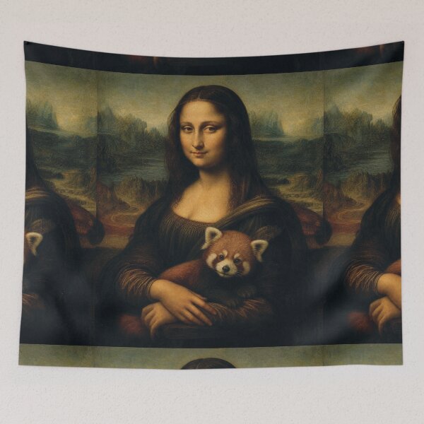 Item preview, Mona Lisa And Cute Red Panda Friend - Funny Classical Painting Parody designed and sold by merchxwear.