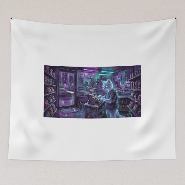 Item preview, Neon City Cat Cashier designed and sold by Allison-Masters.
