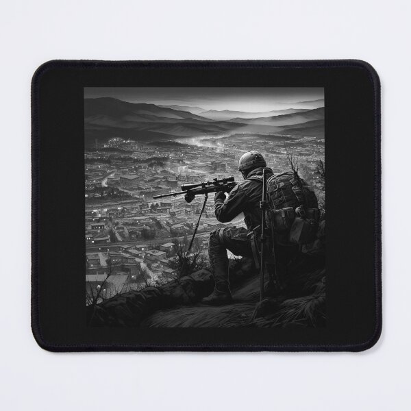Item preview, Sniper Overwatch Black and White Military Art designed and sold by inkoutninja.