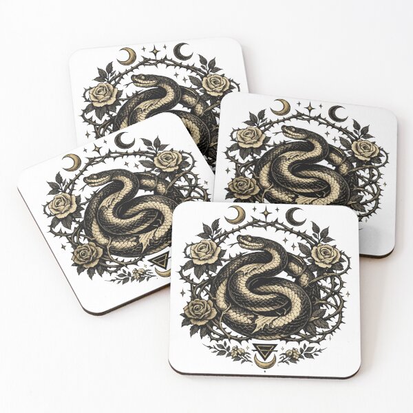 Item preview, Venom and Velvet Serpent Dark Feminine Witchy Illustration designed and sold by CottonandQuill.