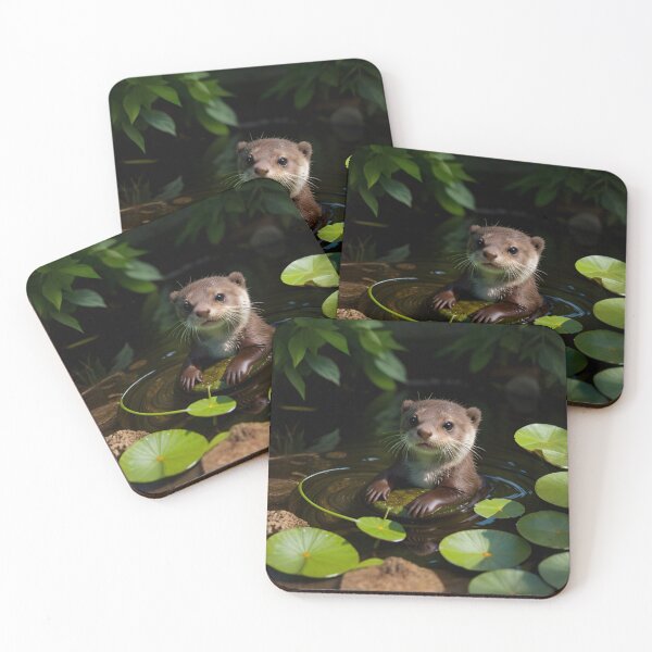 Item preview, Tiny Baby Otter Resting on Lily Pad designed and sold by CASASIS_MERCH.