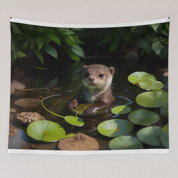 Item preview, Tiny Baby Otter Resting on Lily Pad designed and sold by CASASIS_MERCH.