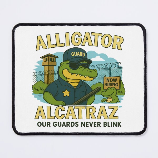 Item preview, Funny Alligator Prison Guard – Alcatraz Parody Cartoon designed and sold by InappropriatebyDesign.