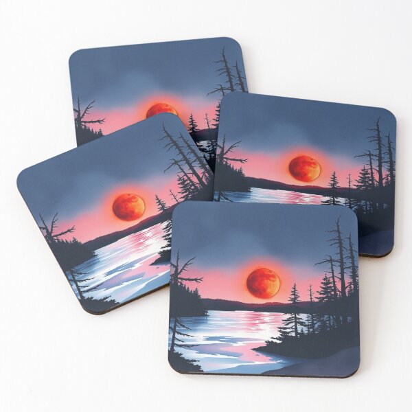Item preview, Crimson Blood Moon Over Serene Lake at Twilight designed and sold by EllDAV777.