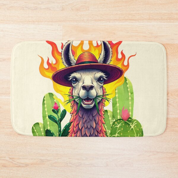 Item preview, Cool Llama with Hat and Fire – Funny Desert Cactus Illustration designed and sold by etermagico.