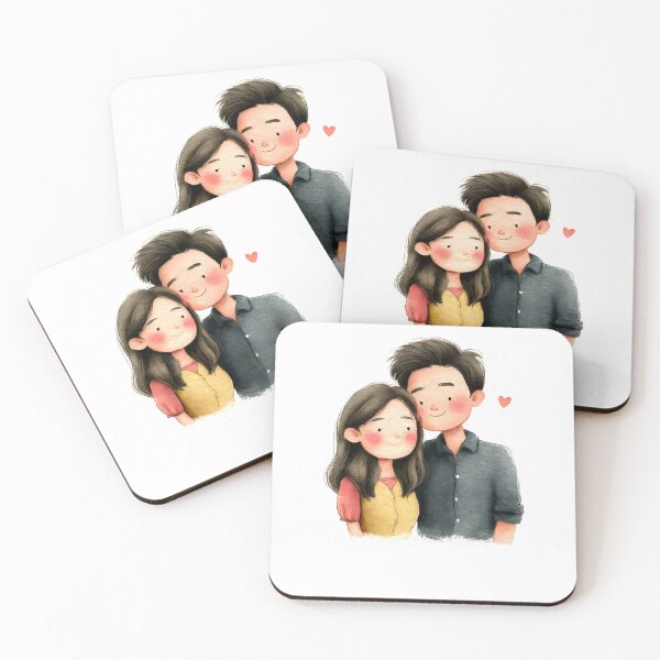 Item preview, Cute Romantic Couple Minimal Aesthetic Drawing designed and sold by JaiSoftStudio.