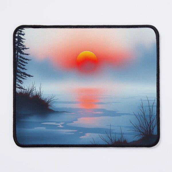 Item preview, Crimson Sunset Over Misty Frozen Lake designed and sold by EllDAV777.