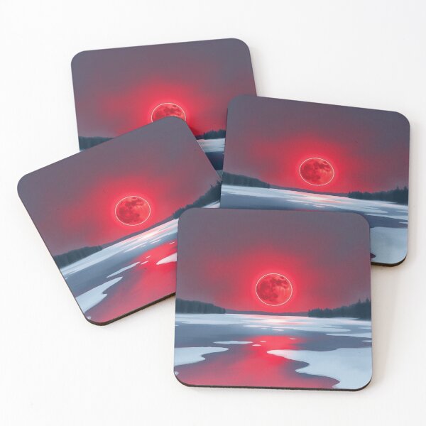 Item preview, Blood Moon Over Frozen Lake | Dramatic Red Moon Winter Landscape designed and sold by EllDAV777.