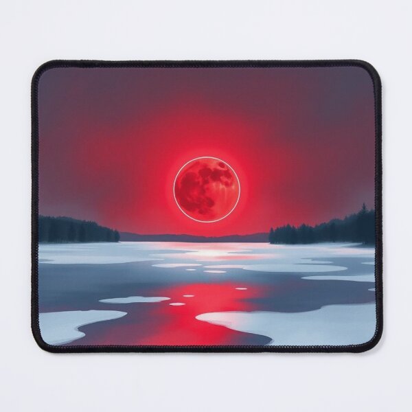 Item preview, Blood Moon Over Frozen Lake | Dramatic Red Moon Winter Landscape designed and sold by EllDAV777.